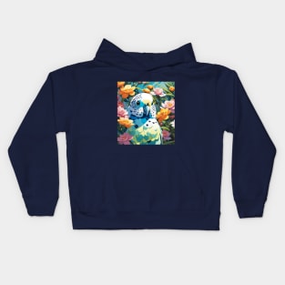 Blossoming Budgie- Budgerigar with beautiful buttercups Kids Hoodie